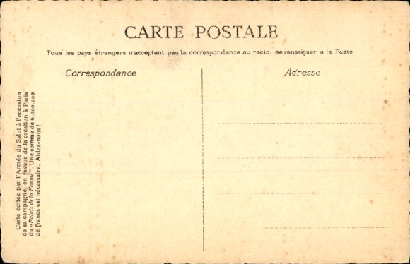 Postcard La Preie, Rooms at Night, Salvation Army