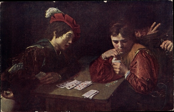 Künstler Ak Caravaggio, Michelangelo da, Der Falschspieler, Betrug beim Kartenspiel
