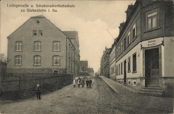 Ak Siebenlehn Großschirma in Sachsen, Liebigstraße, Schuhmacherschule