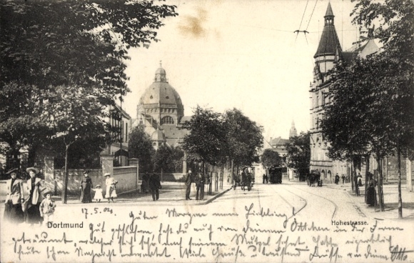Judaica Postcard Dortmund in the Ruhr area, Hohestraße, Synagogue