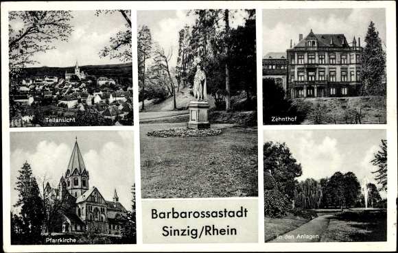 Postcard Sinzig am Rhein, monument, partial view, tithe courtyard, in the grounds, parish church