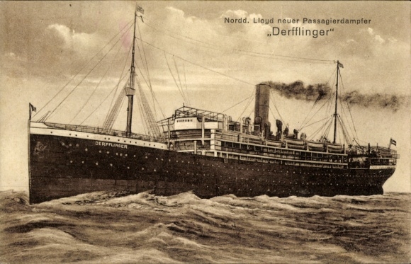 Postcard steamer Derfflinger, North German Lloyd Bremen
