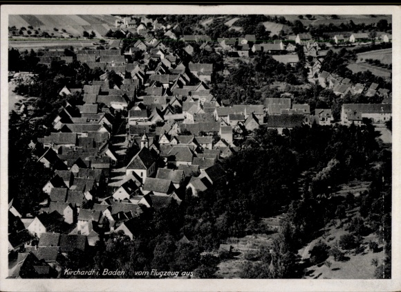 Postcard Kirchardt in Baden, aerial photograph