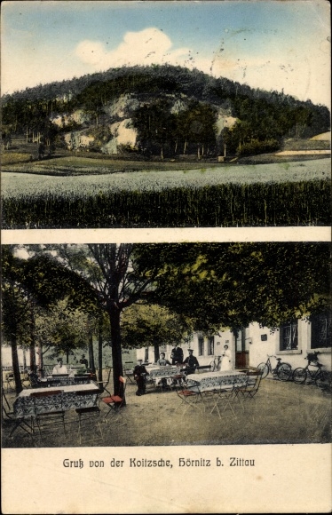 Ansichtkaart Bertsdorf Hörnitz Oberlausitz, groeten van de Koitzsche