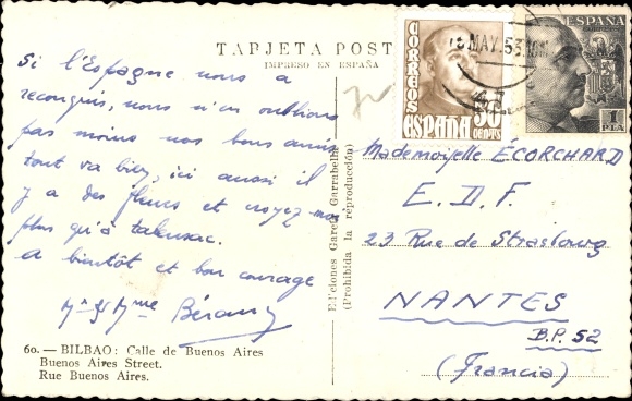 Postcard Bilbao Baskenland, Rue Buenos Aires