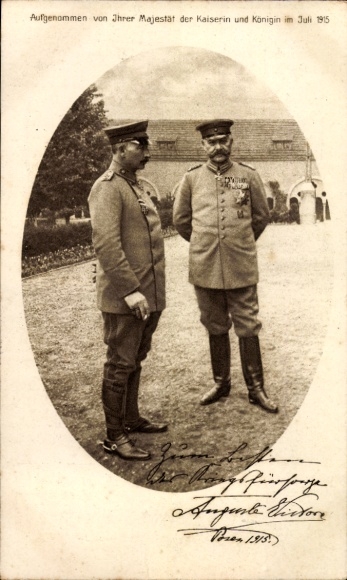 Passepartout Ak Kaiser Wilhelm II., Generalfeldmarschall Paul von Hindenburg, Posen 1915