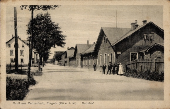 Ak Reitzenhain Marienberg im Erzgebirge, Bahnhof