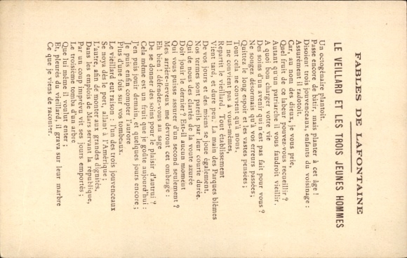 Artist Chromo-Litho Doré, Gustave, Fables of La Fontaine, Le Vieillard et les Trois Jeunes Hommes