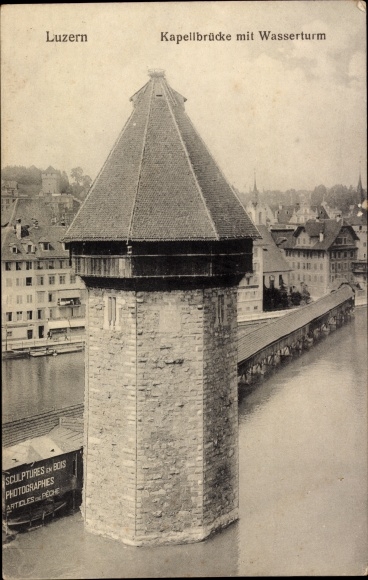 PC Luzern Stadt Schweiz, Chapel Bridge with water tower