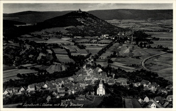 Postcard Sandbach Breuberg in the Odenwald Hessen, general view with Breuberg Castle