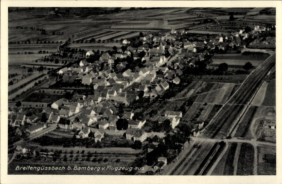 Postcard Breitengüßbach in Upper Franconia, aerial photograph
