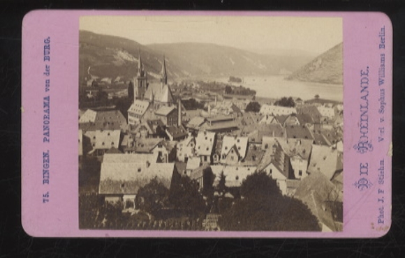 CdV Photo Bingen am Rhein in Rhineland-Palatinate, view of the town and Rhine from the castle
