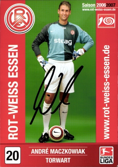 Autogrammkarte Fußballer André Maczkowiak, Rot Weiss Essen, Autogramm