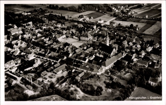 Postcard Bad Königshofen in Grabfeld Lower Franconia, aerial photograph
