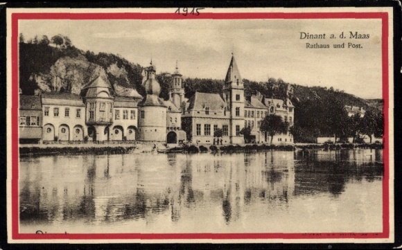Postcard Dinant Wallonia Namur, Town Hall, Post Office