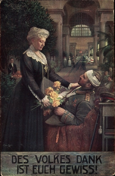 Artist PC Fischer, The people&#39;s thanks are certain, Empress Auguste Viktoria visits a war veteran