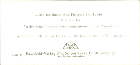 Stereo spatial image photo &quot;The soldiers of the Führer in the field&quot;, No. 65, Augustow