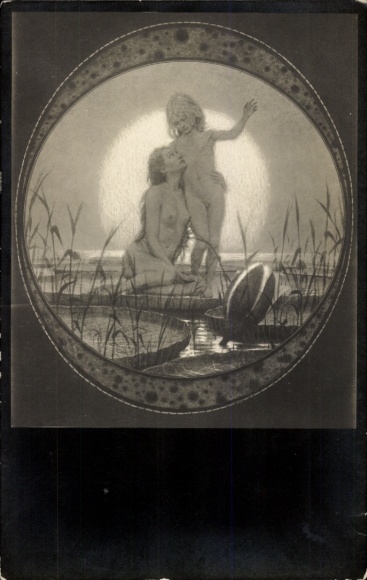 Art Nouveau Artist Postcard Fidus, From Heaven, Charcoal Print