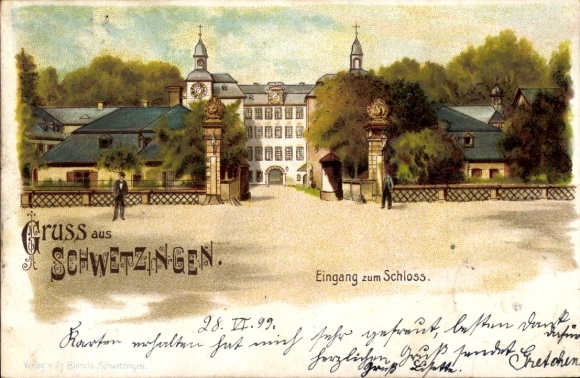Chromo-Litho Schwetzingen in the Rhein Neckar district, entrance to the castle