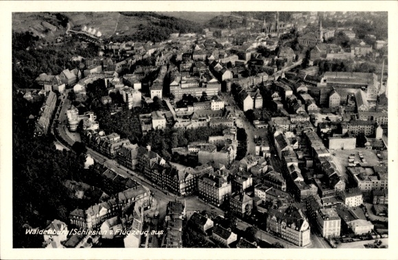 Postcard Wałbrzych Waldenburg Silesia, aerial photograph