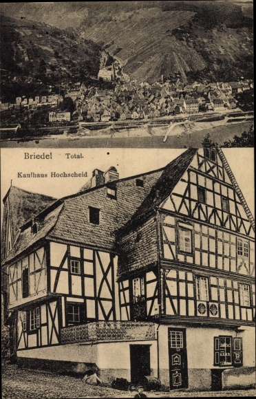 Postcard Briedel on the Mosel, general view, department store Hochscheid