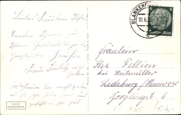 Postcard Thale im Harz, Hubertusstrasse, landscape, building, street