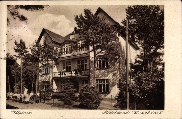 Postcard Kölpinsee Loddin on Usedom, middle-class children&#39;s home II, outing, children&#39;s group