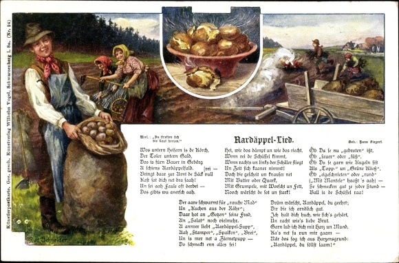 Song artist PC Schneider, Rud., Aardäppel song, potato harvest, publishing house Wilhelm Vogel