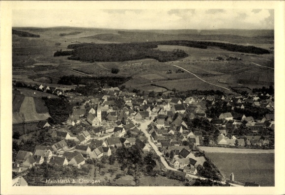 Postcard Hainsfarth near Oettingen Swabia, aerial photograph