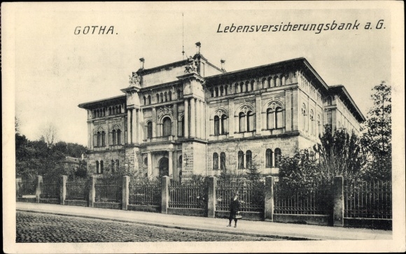Postcard Gotha in Thuringia, life insurance bank