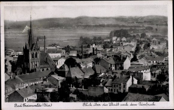 Postcard Bad Freienwalde on the Oder, view over the city to the Oderbruch