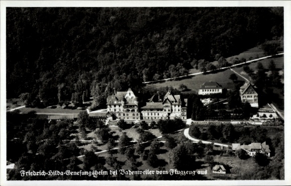 Ak Badenweiler im Schwarzwald, Friedrich-Hilda-Genesungsheim, Luftaufnahme,  