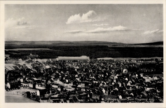 Postcard Dillingen Saarland, aerial photograph
