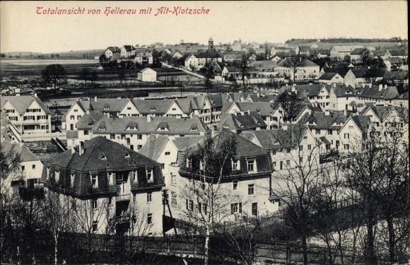 Postcard Dresden Klotzsche Königswald, total view of Hellerau