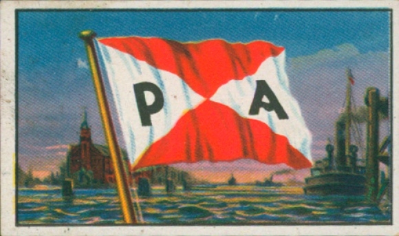 Collector's picture of shipping company flags of the world trading fleet No. 93, Germany, Petersen & Alpers GmbH Hamburg