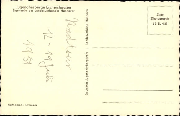 Postcard Eschershausen in Lower Saxony, view of the youth hostel
