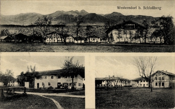 Postcard Westerndorf Stephanskirchen Upper Bavaria, general view, partial views, shop