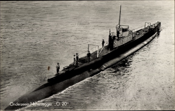 Postcard Dutch submarine, O 20, minelayer