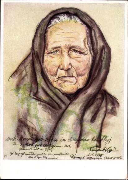 Künstler Ak Engelhardt, Otto, Vom großen Treck, Bäuerin Maria Merk, 1940, VDA