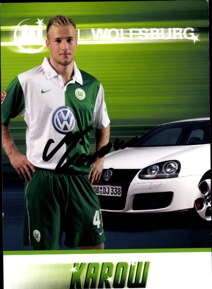 Autogrammkarte Fußballer Marvin Karow, VfL Wolfsburg, Autogramm