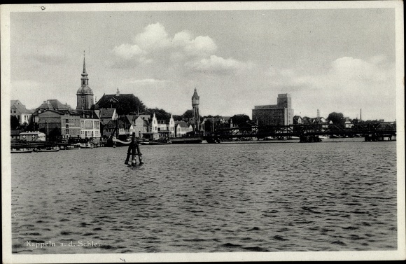 Ak Kappeln an der Schlei, Schleipartie, Nicolaikirche, Wasserturm