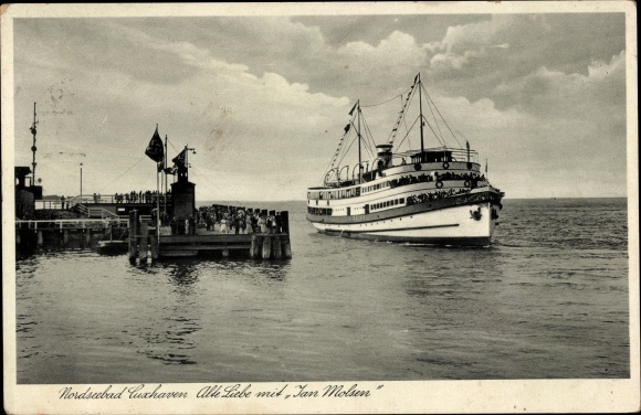 Ak Nordseebad Cuxhaven, Dampfer Jan Molsen, Alte Liebe
