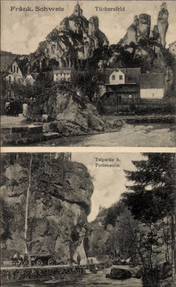 KP Tüchersfeld Pottenstein Górna Frankonia, frankońska. Szwajcaria, Tüchersfeld, odcinek doliny b. Pottenstein