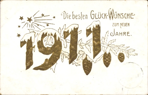 Embossed PC Happy New Year, year 1911