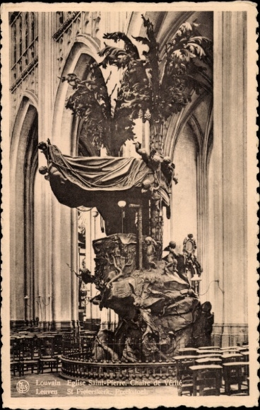 Postcard Louvain Leuven Flemish Brabant, Church of Saint Pierre, Chaire de Verite