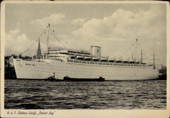 Postcard KdF Electric Ship Robert Ley