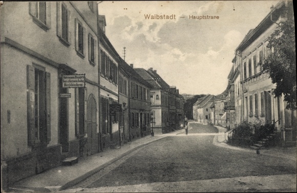 Postcard Waibstadt in Baden, main street