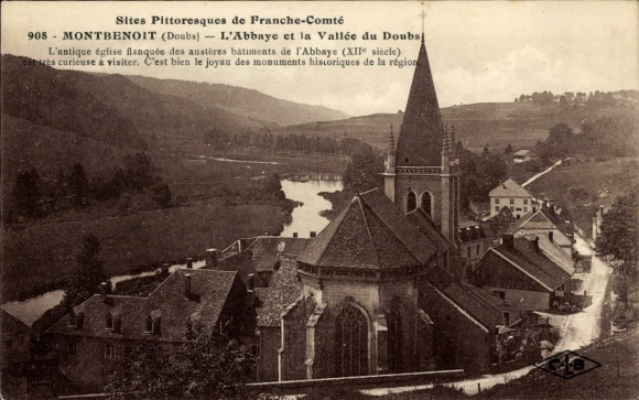 Ak Montbenoit Doubs, Kloster L'Abbaye, Vallée du Doubs,  Gebäude, XII. Jahrhundert