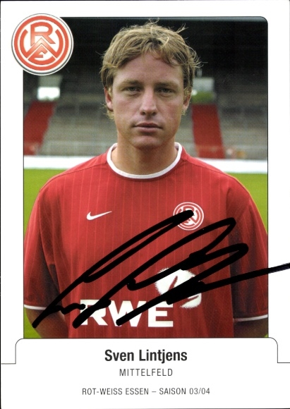 Autogrammkarte Fußballer Sven Lintjens, Rot Weiss Essen, Autogramm