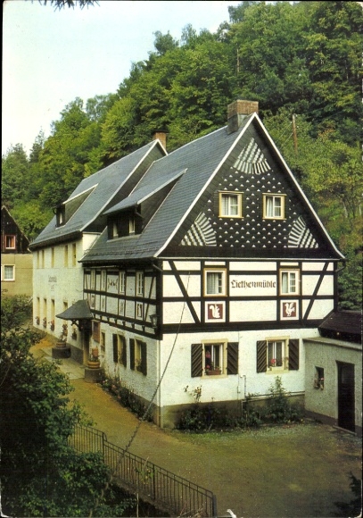 Postcard Kleinhennersdorf Gohrisch Saxon Switzerland, Lichentmühle, half-timbered house, nature, holiday property